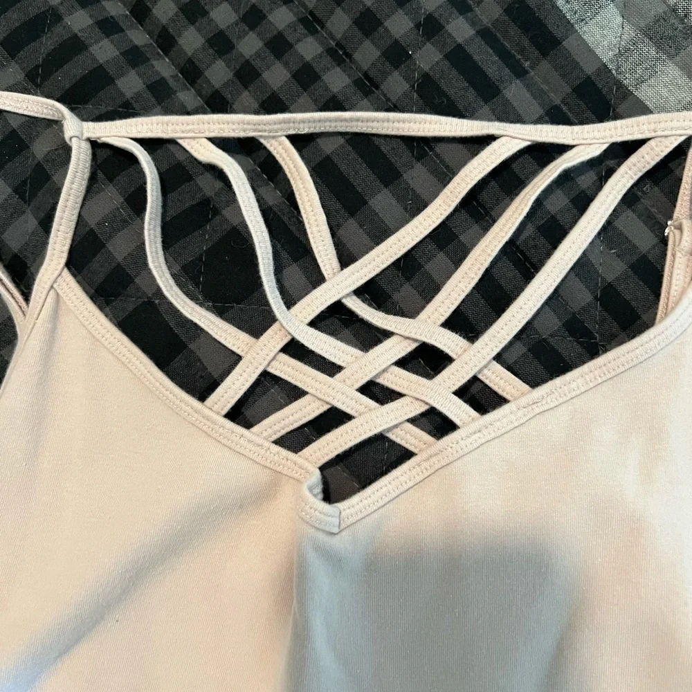 Maurice’s size large fitted tank with cute cutout chest design. Spaghetti strap - Picture 2 of 3